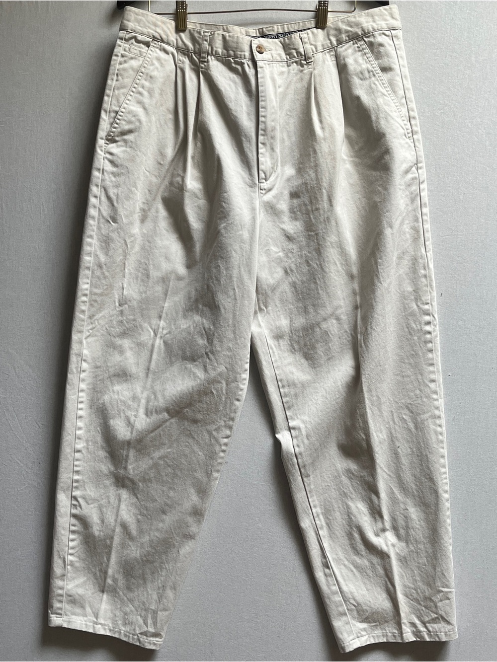 Vintage Bugle Boy High-Waist Pleated Trousers Cream 38" Waist 90s